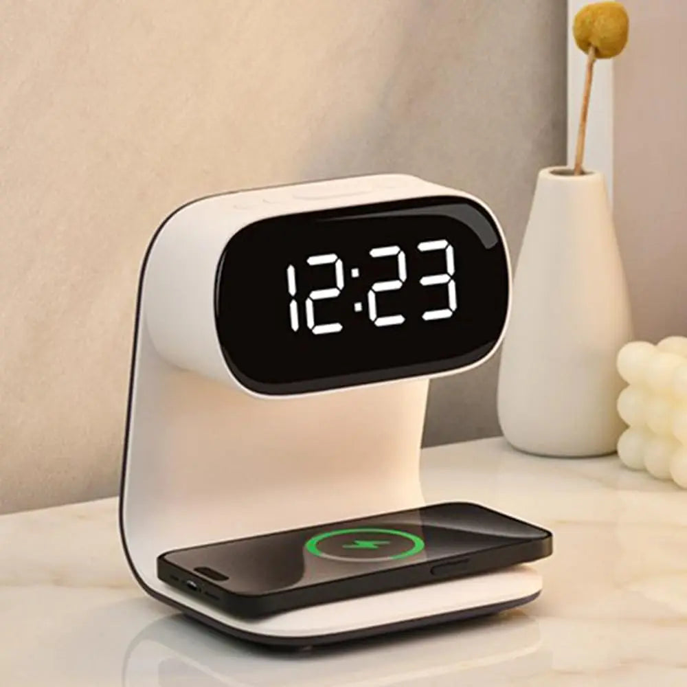 3in1 Multi Functional Wireless Charging Alarm Clock Smart Night Light Qi Charger LED Digital Clock Adjustable Light 15W Fast Wir
