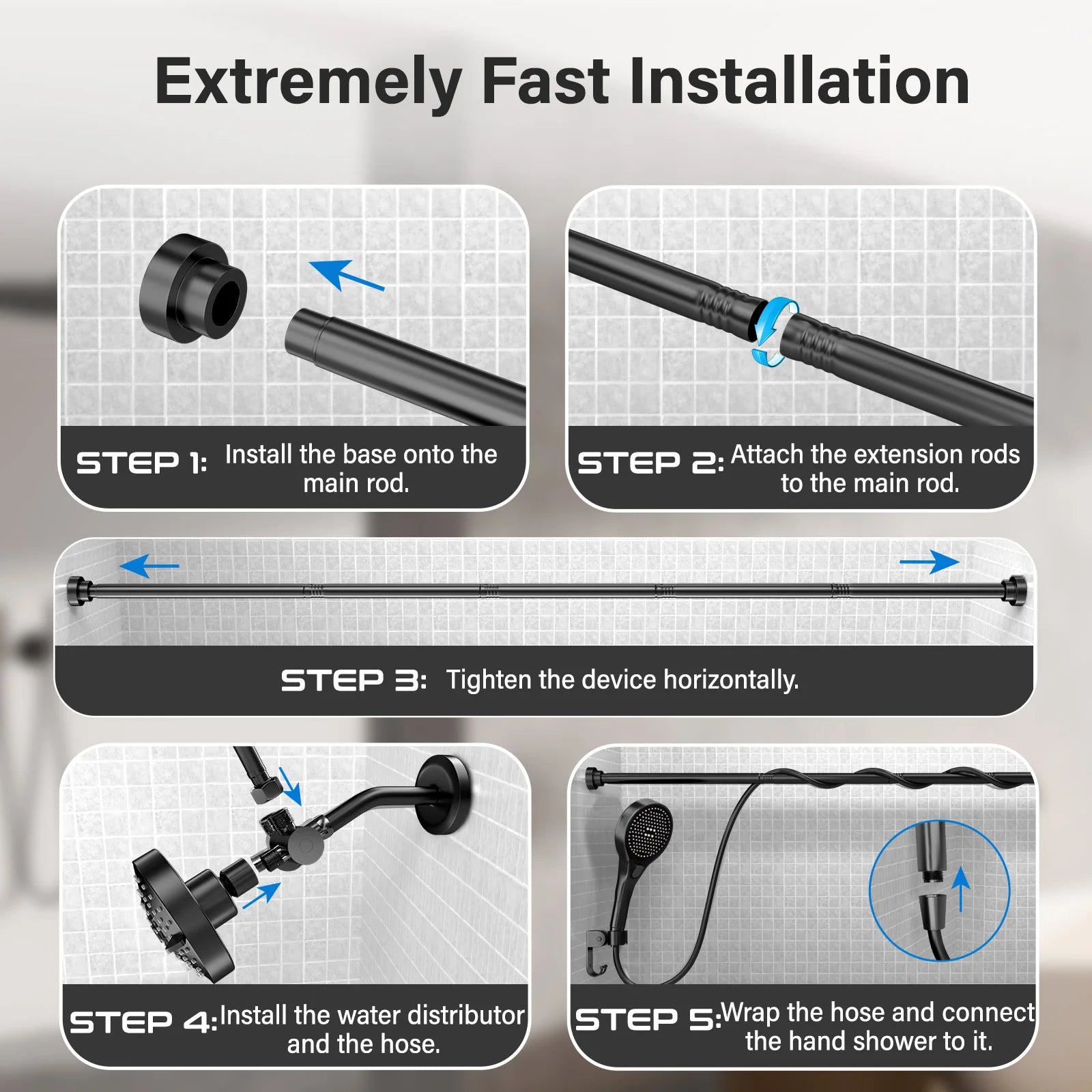 Tandem Shower Head for Couples, High Pressure Dual Shower Head, Double Shower Head for Two People, 2 Showerhead System