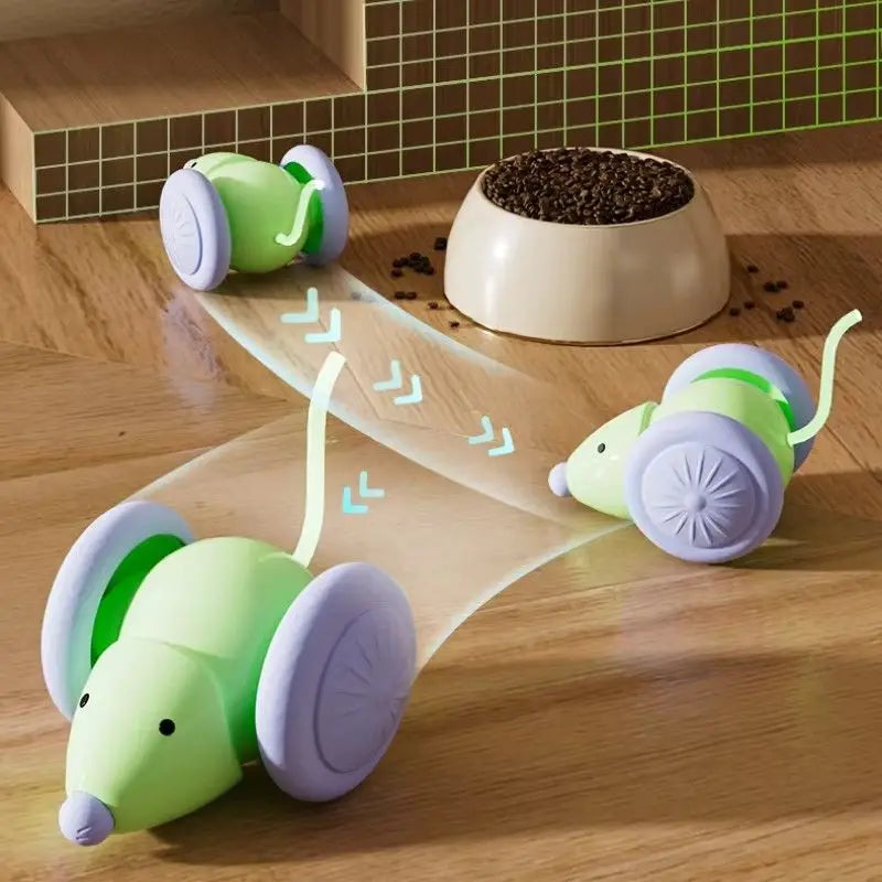 Hot Electric Mouse Car Interactive Cat Toy Rechargeable Automatic Kitten Toy Intelligent Obstacle Avoidance Cat Toy