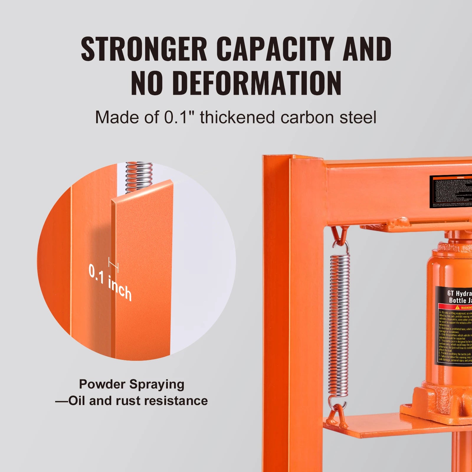 SucceBuy Hydraulic Shop Press 6T H-Frame Hydraulic Garage/Shop Floor Press Shop Press with Press Plates for Garage Shop Workshop