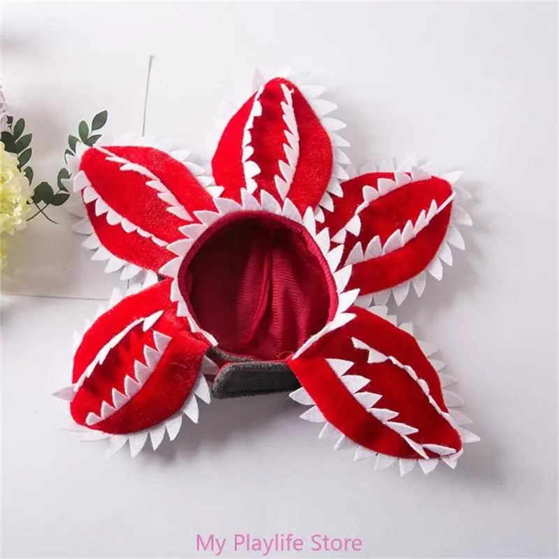 Funny Cat Hat Demogorgon Scary Flower Costume Birthday Pet Accessories Supplies  Pet Dogs Headwear Adjustable Sticker
