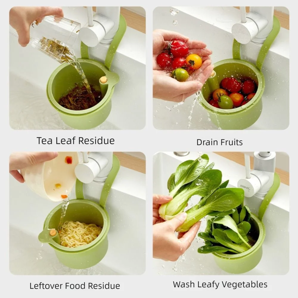Kitchen Sink Water Filter Strainer Detachable Drain Basket Multifunctional Basket Fruit Vegetable Drainer Rack Home Trash Filter