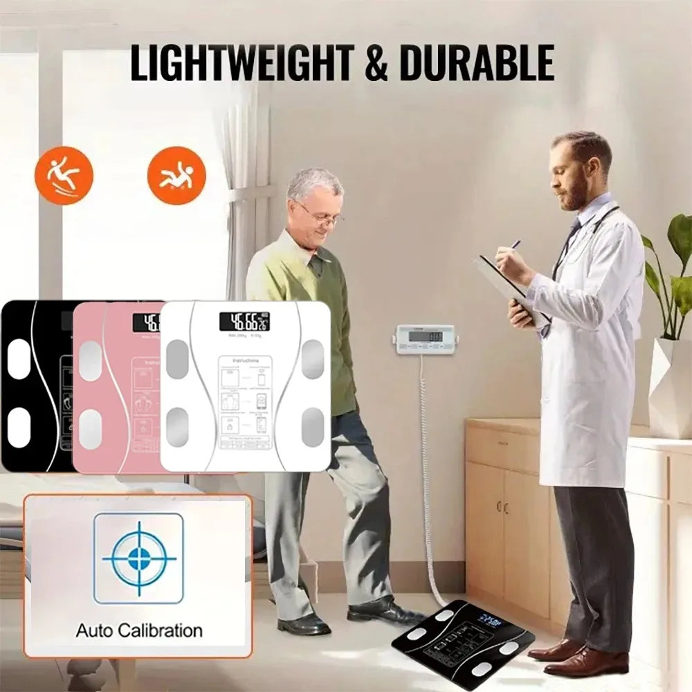 Digital bathroom scale - high-precision and easy to read LCD display screen, battery powered, preferred for fitness enthusiasts.