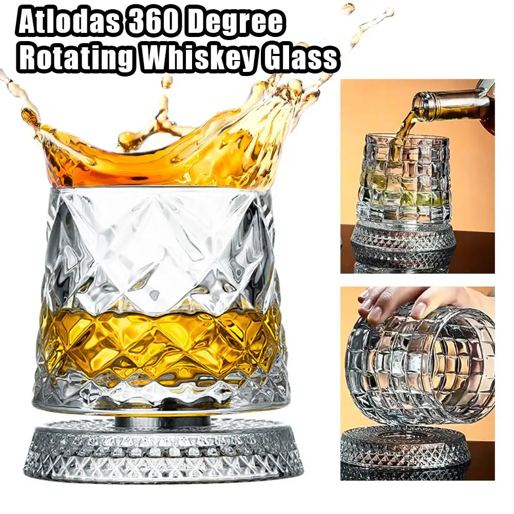 2pcs Exquisite Magnetic Glass Cup Rotating Cup Bar Whiskey Red Wine Various Patterns High-end Water Cup Kitchen Bar Counter