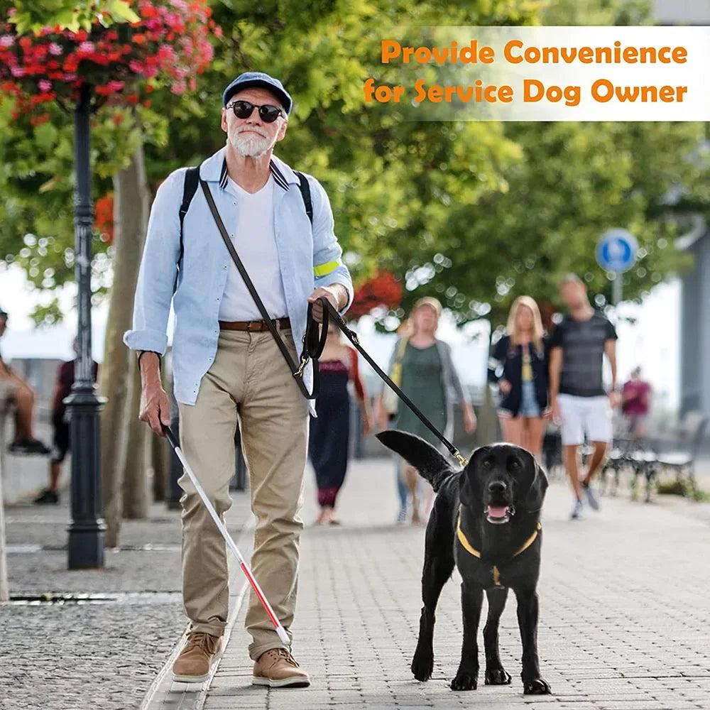Genuine Leather Hands Free Adjustable Service Dog Leash Strong Multi Function Cross Body Leash for Dogs 7 Uses in One Pet Lead