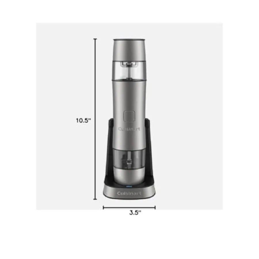Rechargeable Salt Pepper and Spice Mill with Stainless Steel Grinder Matte Black Finish USB-C Charging Adjustable Coarseness fo