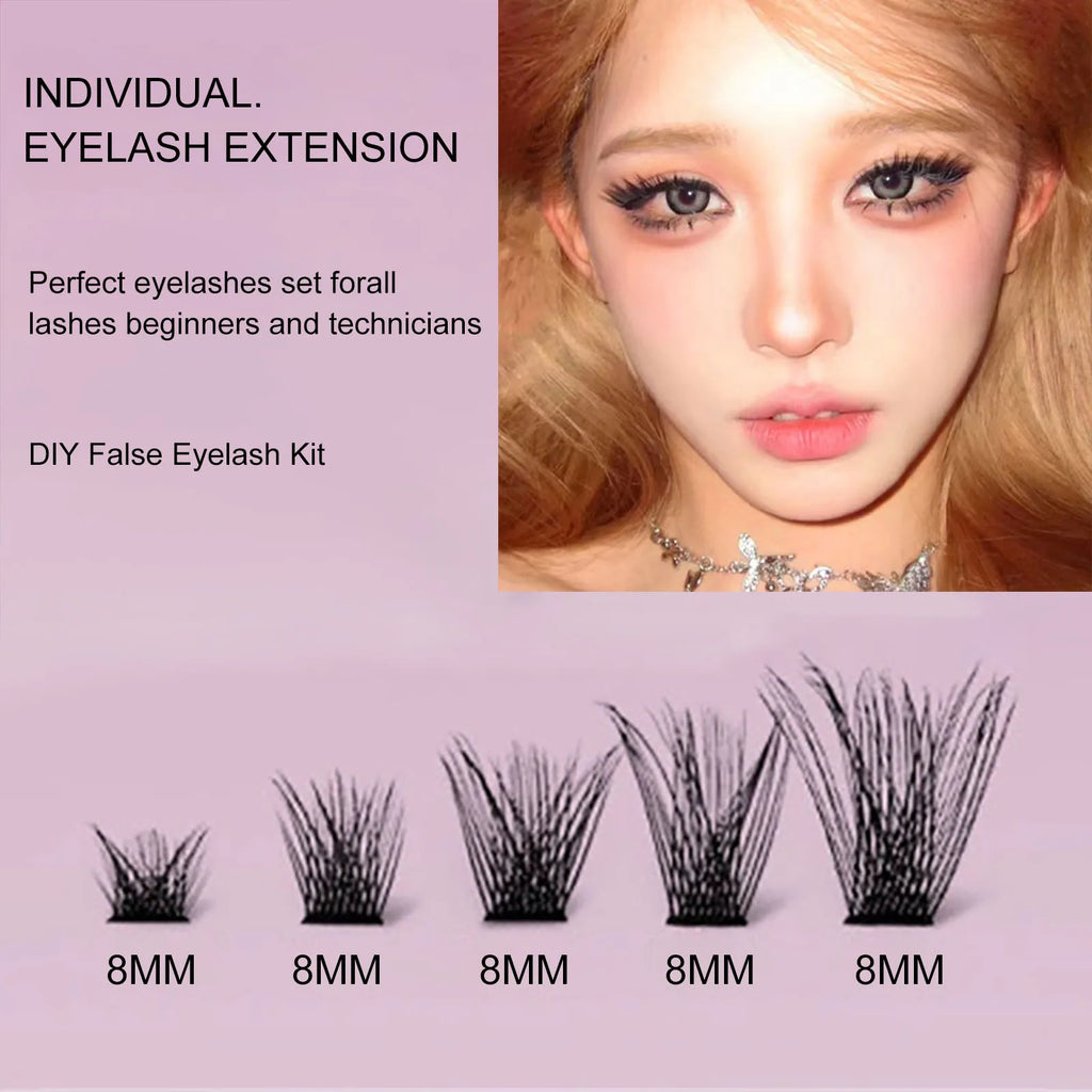 Lash Clusters Kit, Lash Clusters Natural Eyelash Clusters, 8-16mm D Curvature Cluster Lashes, Fairy Eyelash Clusters Wispy Lash