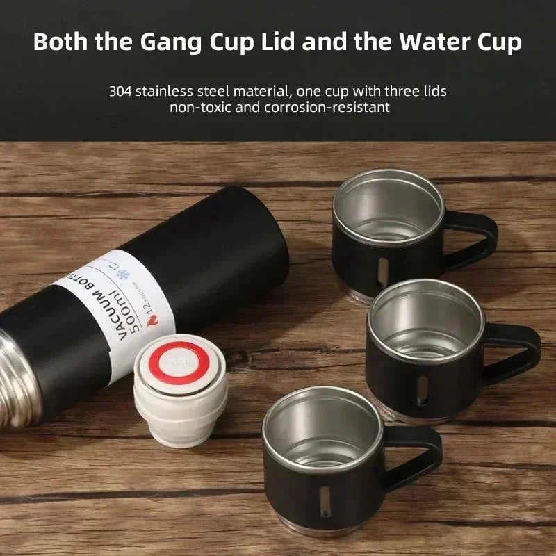 304 Stainless 500ml Steel Vacuum Insulated Water Bottle Portable Coffee Bottle Office Gift Set Business Style Travel Thermal Mug