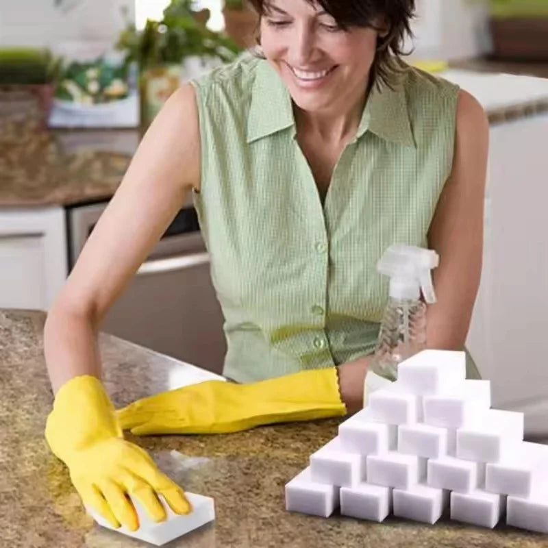 50/100Pcs Magic Sponge Cleaner Melamine Foam Scrubber for Kitchen Bathroom Stain Remover Dishware Household Cleaning Tools