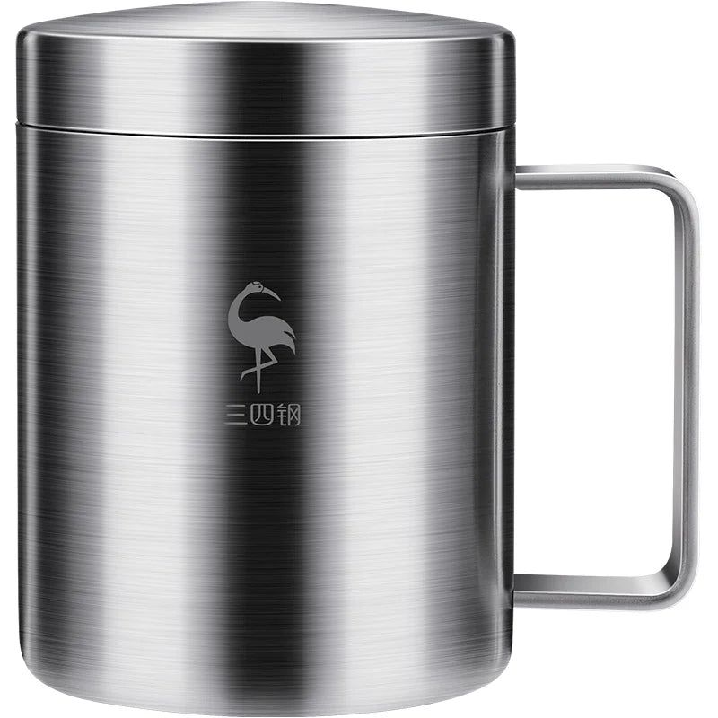 Heat Insulating LFGB Certificate 316 Stainless Steel Mug Water Cup Never Broken Mark Cup Dustproof Office Tea Milk Cup with Lid