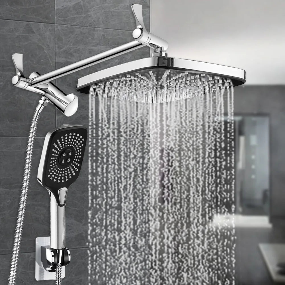 12 Inch Rain/Rainfall Shower Heads 3+1 Settings Top Spray Wall-Mount Shower Set with Extension Arm Handheld Top Spray Showerhead