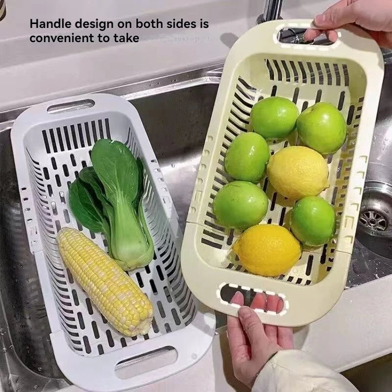 Kitchen Retractable Sink Rack Plastic Sink Organizer Rack Household Dishware Drain Basket
