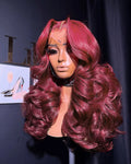 Reddish Brown Body Wave Wigs For Women Synthetic 13x6 Lace Front Wig Copper Red Lace Frontal WigPre Plucked With Baby Hair Wig