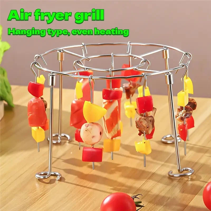 Air fryer skewer rack, stainless steel household skewer grill, hanging grill, simple skewer rack, skewer bracket