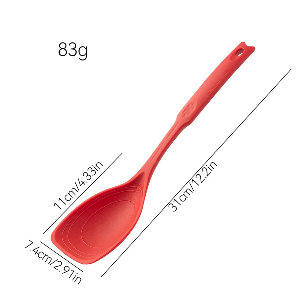 1Pc Food Grade Silicone Cooking Soup Spoon Dense Shovel Fried Fish Omelette Shovel Non-stick Spatula Kitchen Cooking Tools