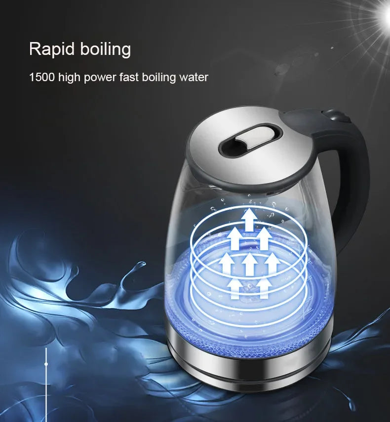 Electric Glass Kettle – 1.5L Borosilicate Tea Pot with Heating Base, Fast Boil Water Heater for Home & Office