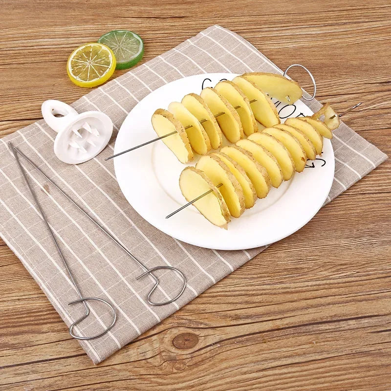 Protable Potato BBQ Skewers For Camping Chips Maker slicer Potato Spiral Cutter Barbecue Tools Kitchen Accessories kitchen gadge