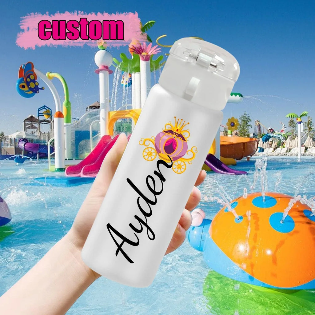1pc Customized Cartoon Sports Water Bottle, 26oz Outdoor Travel Leakproof Plastic Water Bottle with Rope Back-to-School Gifts