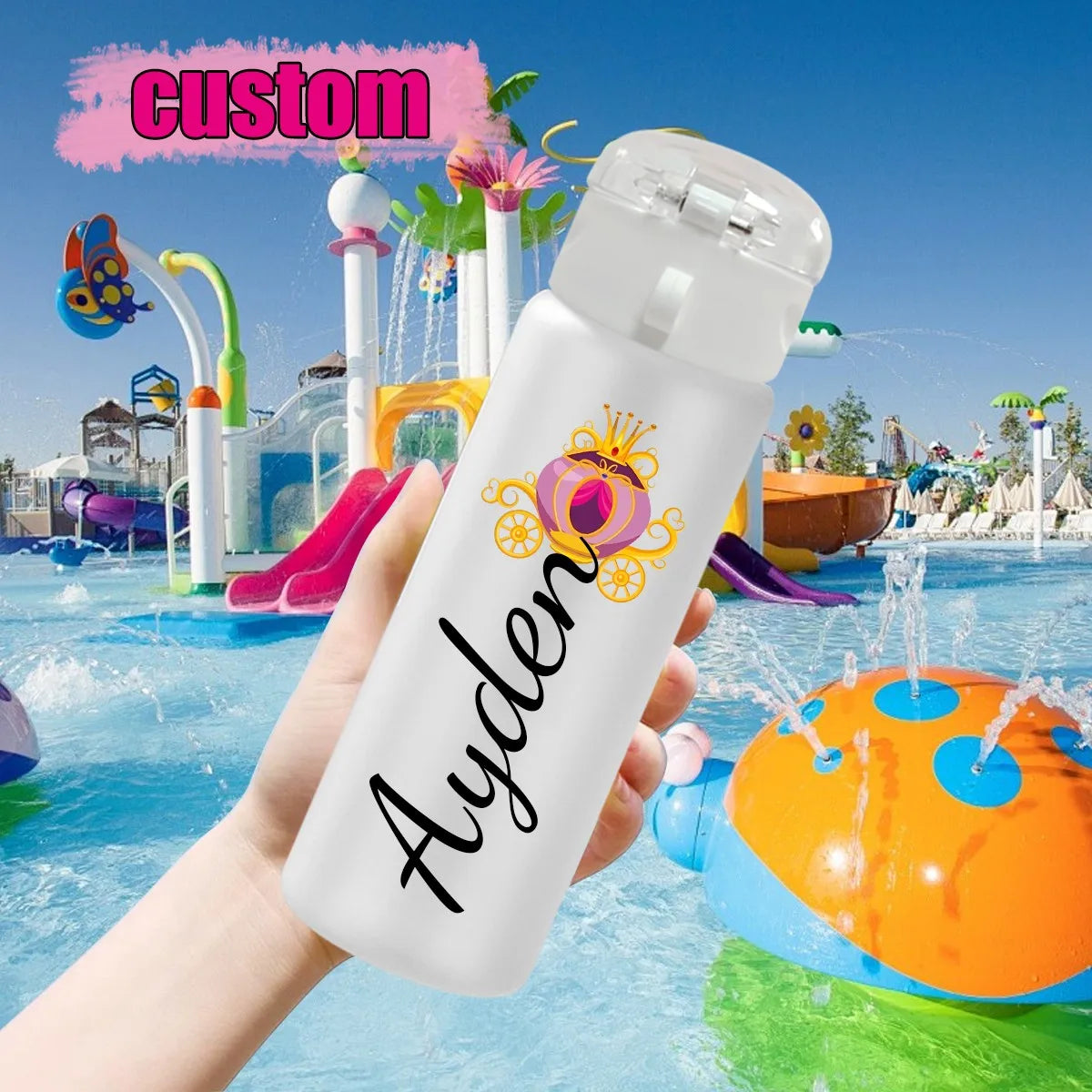1pc Customized Cartoon Sports Water Bottle, 26oz Outdoor Travel Leakproof Plastic Water Bottle with Rope Back-to-School Gifts