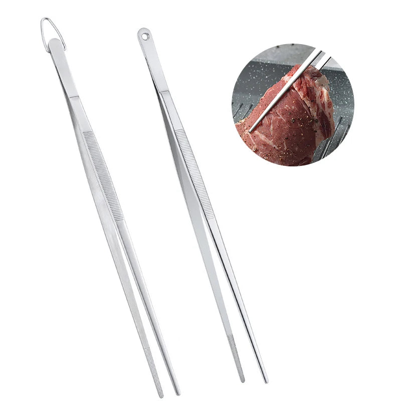 HOT! 30CM Kitchen Tweezers Fine Tweezer Tongs Extra-Long Stainless Steel Cooking Tweezers For BBQ Cooking Bartending Tools
