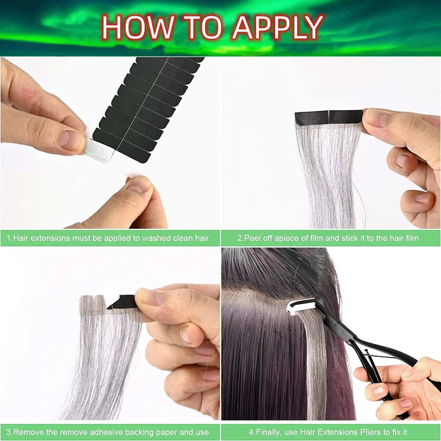 Tape in Hair Extensions Plier Black Stainless Steel Flat Surface Sealing Hair Extension Tools for Women Hair Extension Tools (Bl