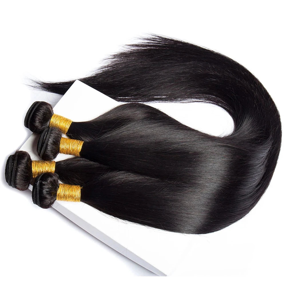 Brazilian Bundles Raw 100% Human Hair Bone Straight Hair Extensions Bulk For Braiding 14-32 Inch Bundles Double Weft Hair Weave