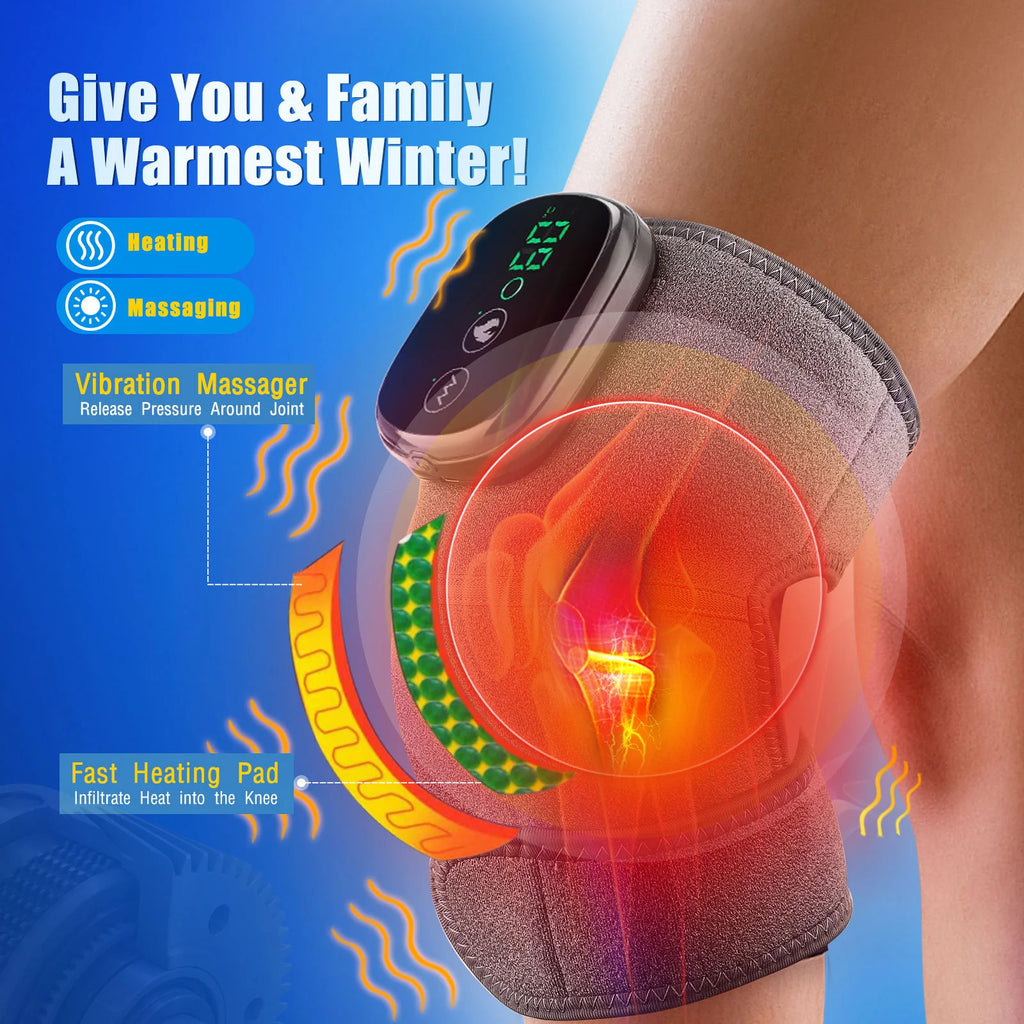 Electric Knee Pad Fast Heating Vibration Massage 5000mAh Knee Temperature Massager Shoulder Elbow Brace Leg Joint Muscle Relax