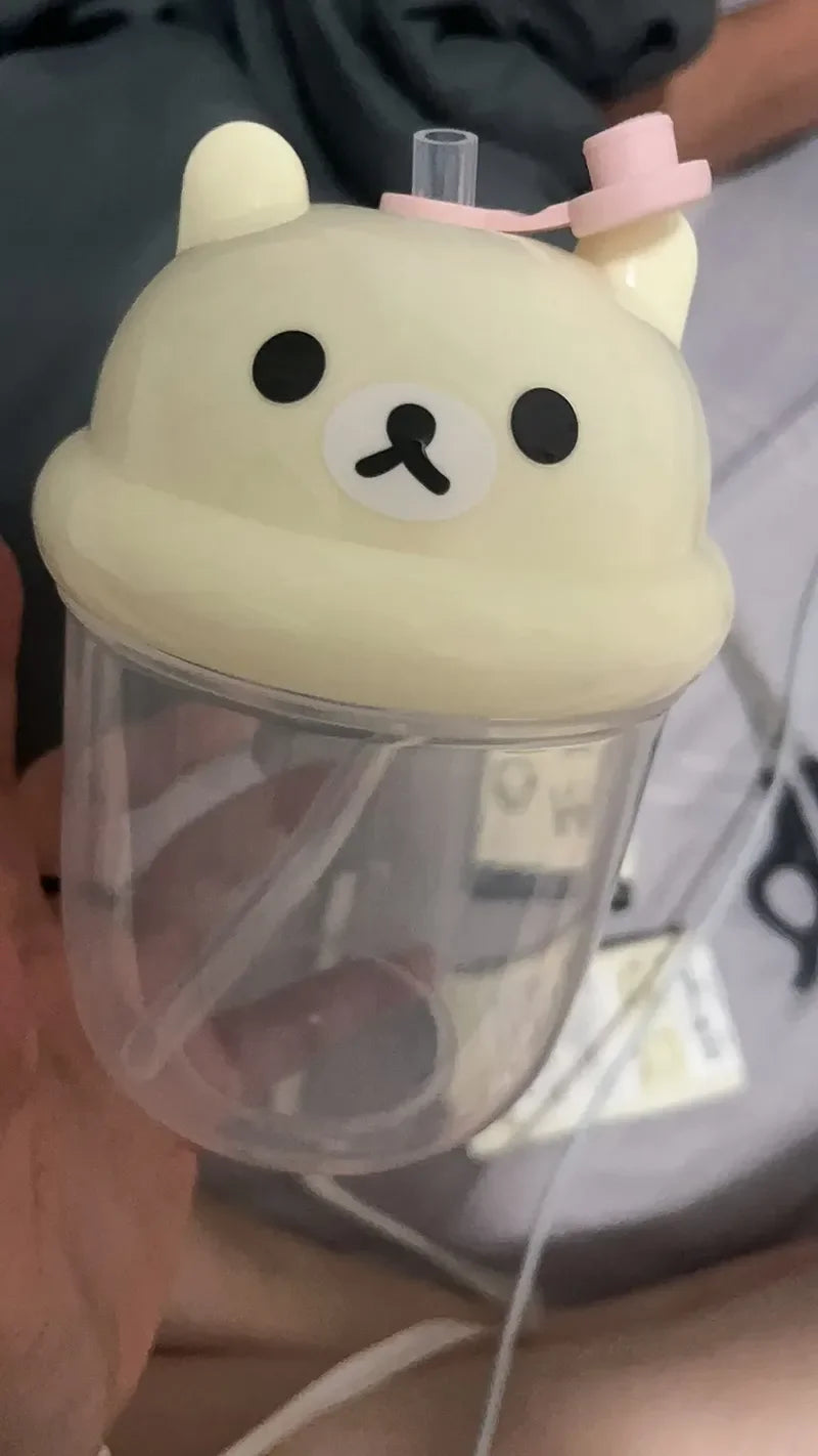 kawaii Rilakkuma plastic straw cup cute mini water cup student DIY sticker large capacity plastic milk cup tons ton cup gift