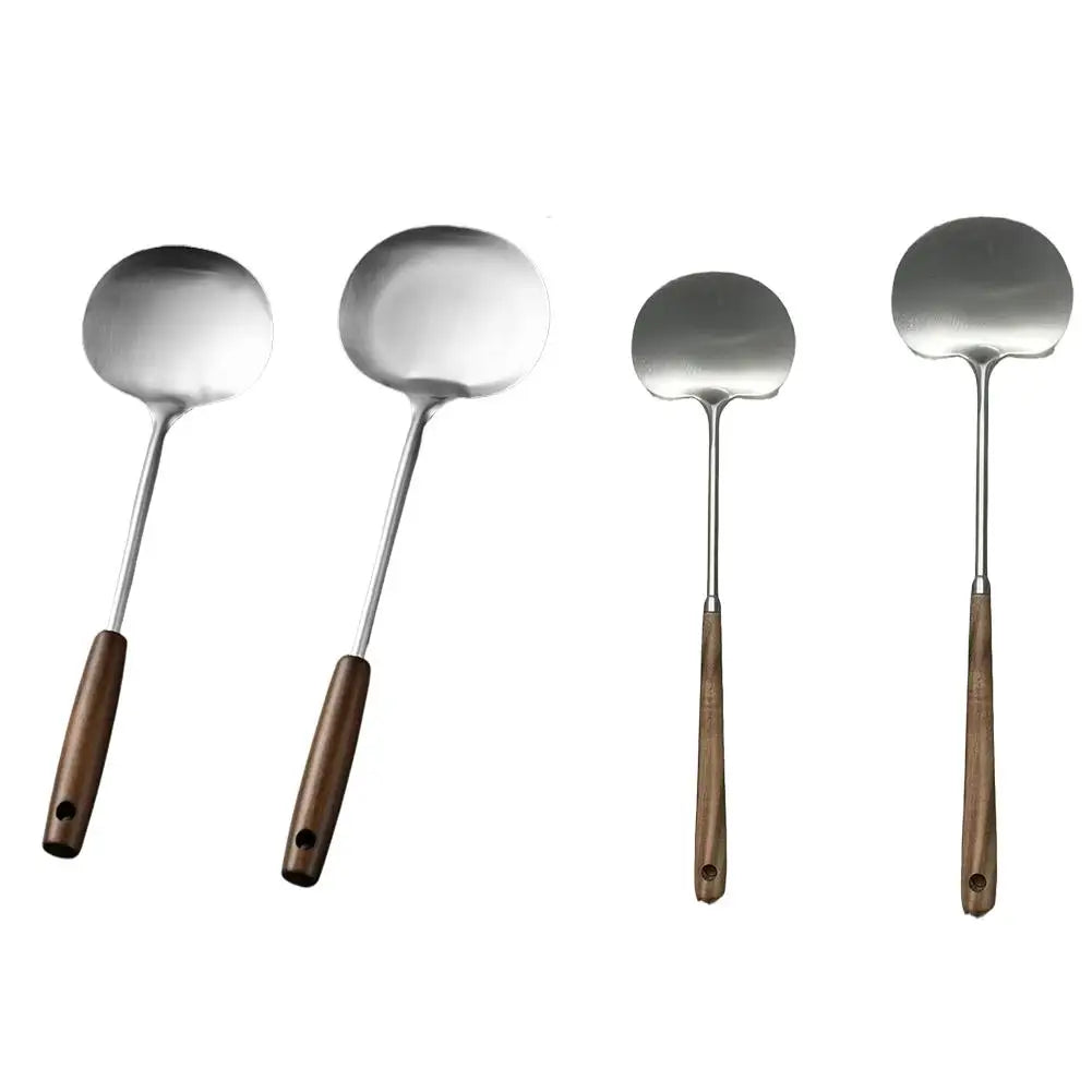 Stainless Steel Spatula Mushroom Shovel With Wooden Handle Cooking Spoon Anti-Scalding Cooking Shovel Kitchenware Accessories
