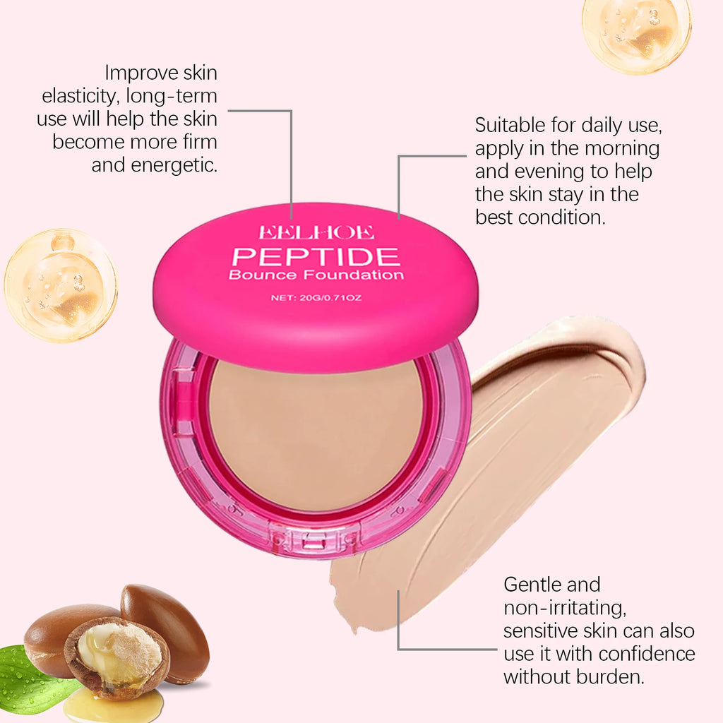 EELHOE Peptide Bounce Foundation Cream Full Coverage Long-Lasting Moisturizing Brighten Skin Tone 3 Colors