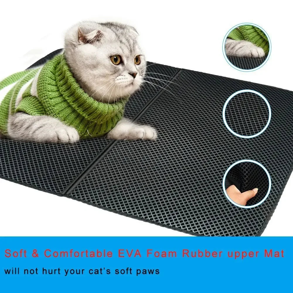 Pet Cat Litter Mat Waterproof Double Layer Cat Litter Trapping Pet Litter Box Mat EVA Clean Pad Winter Cats Accessories