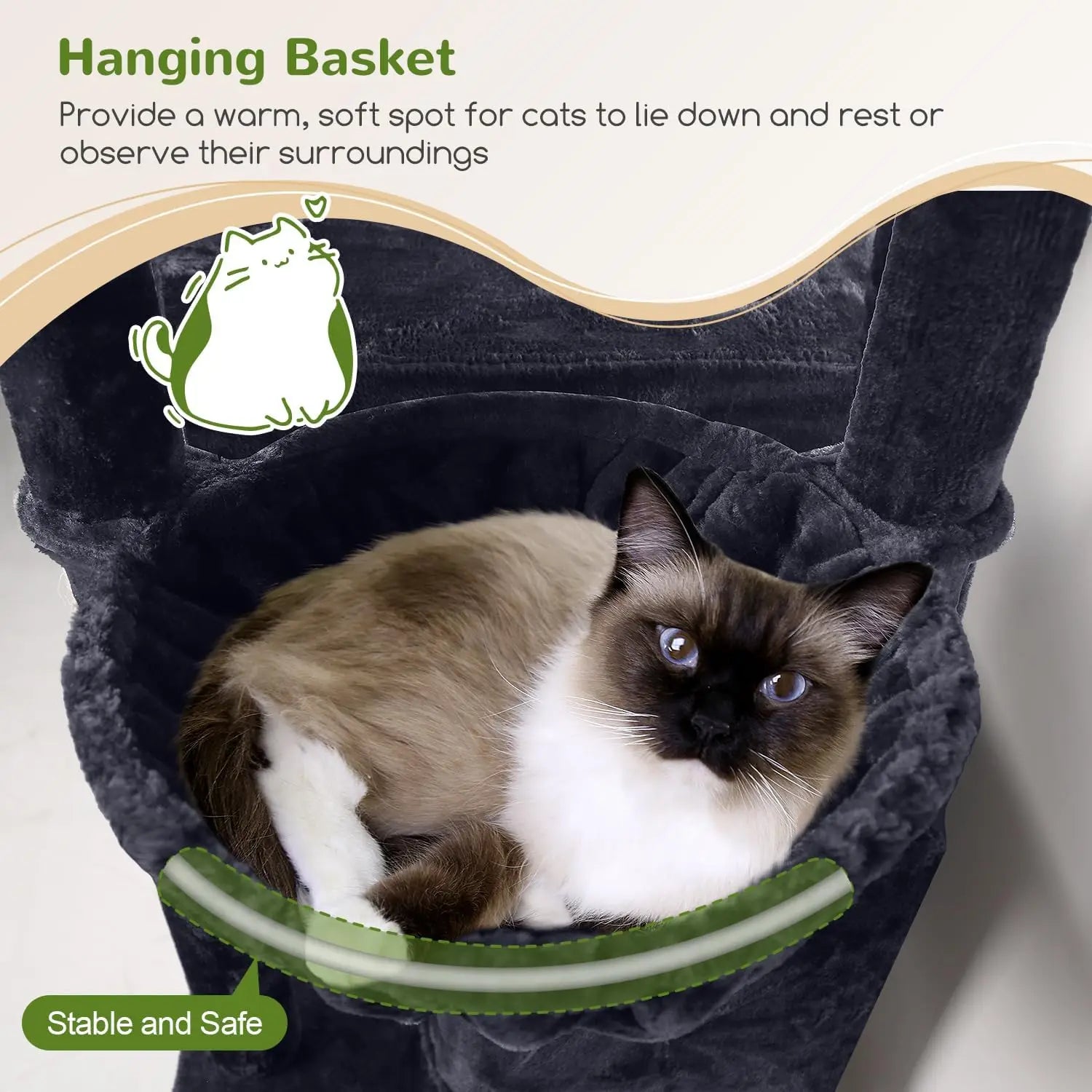 76-Inch Tall Cat Tree Tower with Condos, Hammock & Perches for Adult Cats - Multi-Level Furniture for Climbing & Play