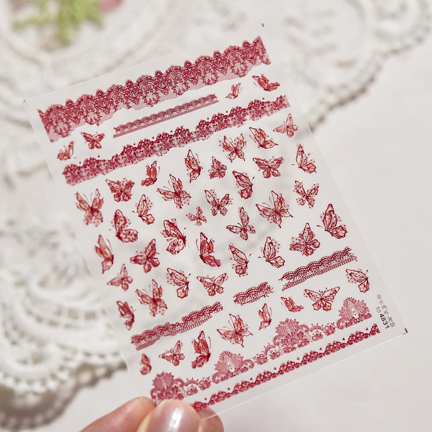2pcs 5D Kawaii Plum Blossom Nail Stickers Fashion Chinese Flower Nail Art Decoration Self-Adhesive Decals DIY Slider Accessories