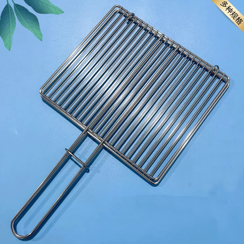 Folding Stainless Steel 304 Food Grade Square Strips Nonstick BBQ Net Mesh Barbecue Grill with Handle for Fish Wings Vegetable
