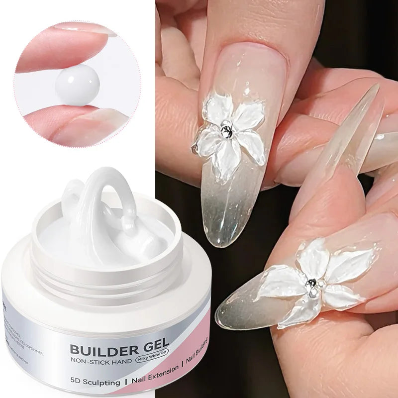 BORN PRETTY 60g White Non Stick Hand Extension Gel Nail Polish For 5D Shaping Carving Sculpting Flower DIY Nail Art Manicure