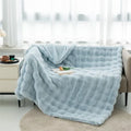 Cozy Rabbit Hair Bubble Velvet Blanket for Napping Soft Fuzzy Plush Bed Cover Sofa Throw Blanket All Season Warmth