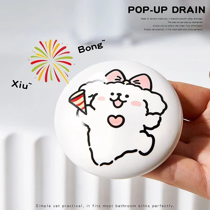Durable Ceramics Bathroom Sink Plug Stopper Drain Stopper Anti-Odor Bathroom Sink Drain Plug Pressure Drain Filter Universal