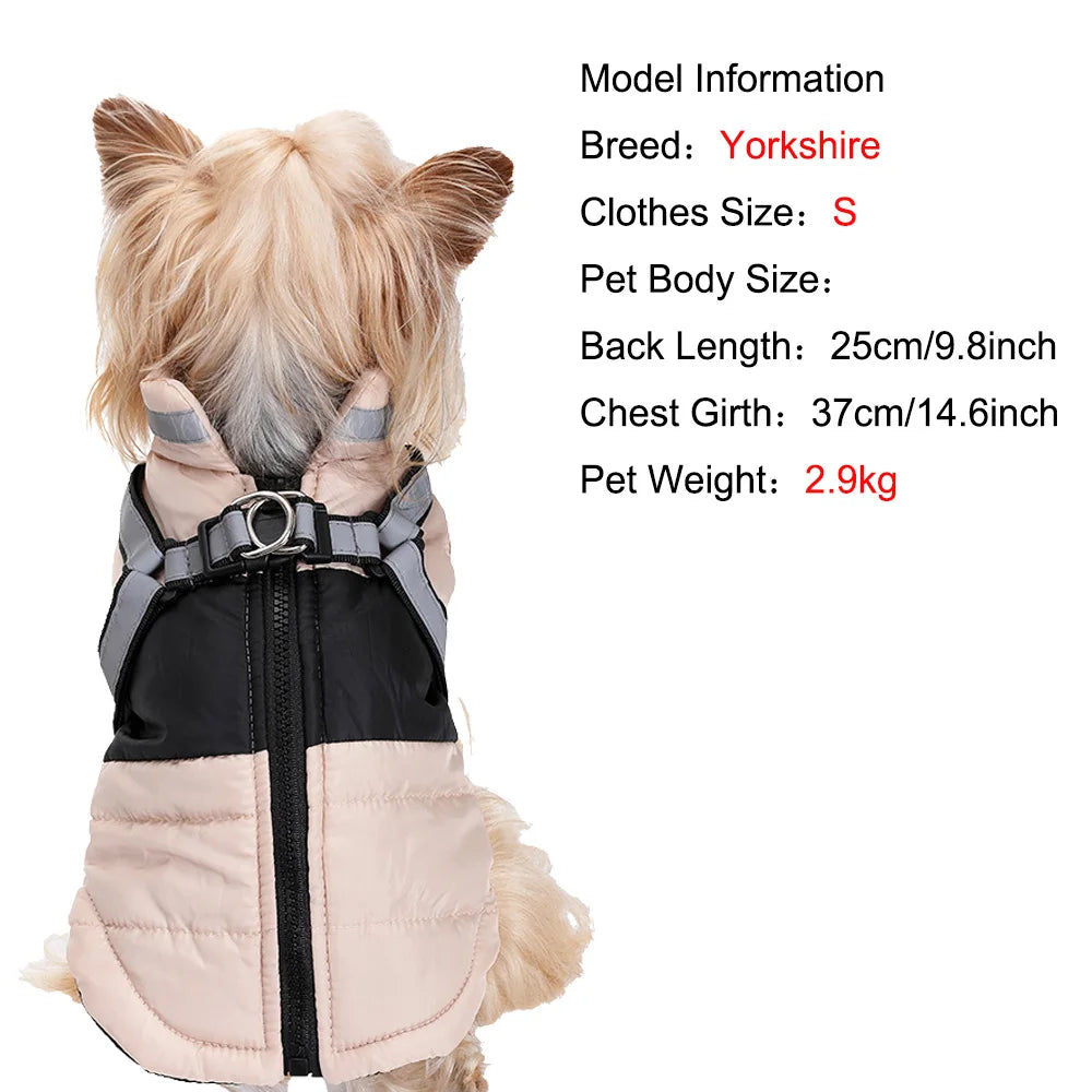 Dog Coat With Harness Winter Warm Dog Clothes For Small Medium Dogs Cats Windproof Cat Clothing Chihuahua Yorkshire Pet Jacket