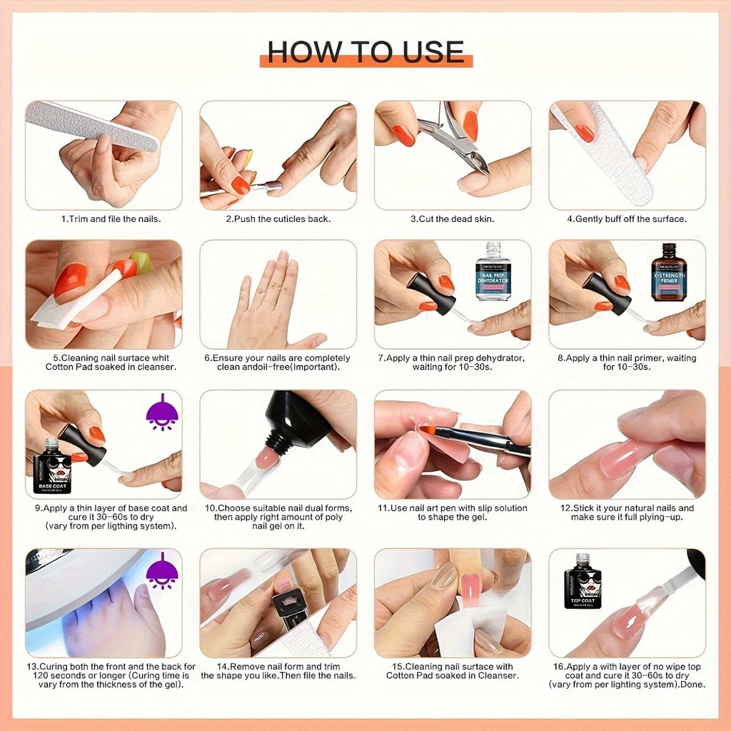 Morovan Poly Nail Gel Kit: Poly Gel Nail Extension Kit ls Equipped With 12 Colors Of Poly Nail Extension Gel,Christmas GIFT