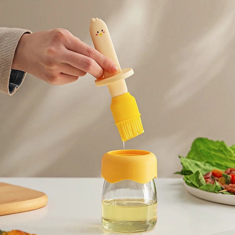 【Nice】Silicone Brush Oil Bottle Cooking BBQ Kitchen Seasoning Bottle Set Oil Brush BBQ Brush Heat-resistant Outdoor BBQ Tool
