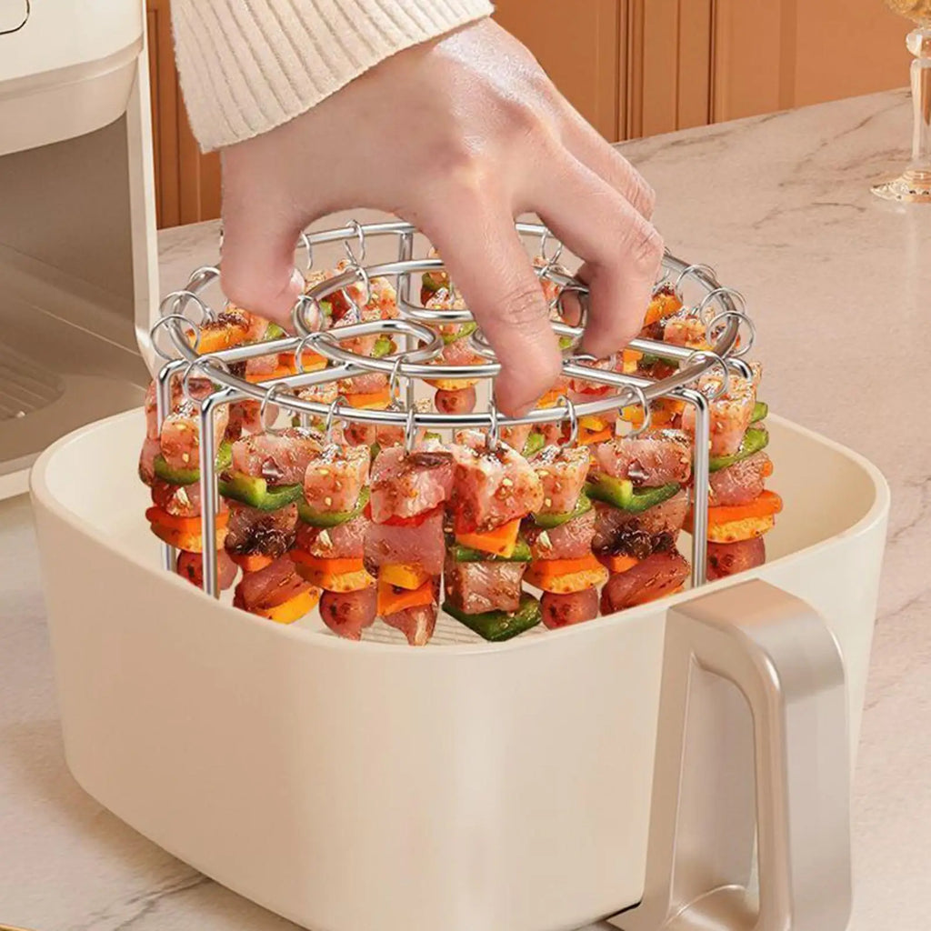 24 Skewer Air Fryer Grill Rack Heat-Resistant Oven Hanging Rack Stainless Steel BBQ Skewer Rack For Home Restaurant