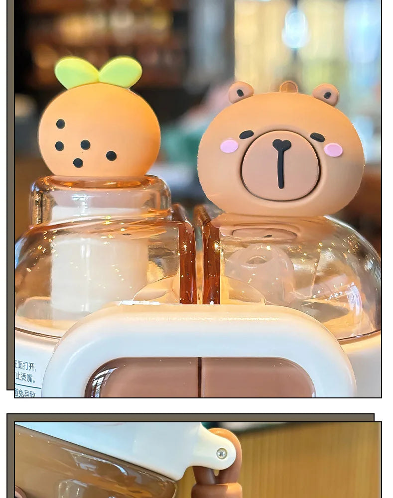 520ml Capybara Simplicity 316 Stainless Steel Vacuum Cup With Straw Strap Double Drink Portable Student Water Bottle