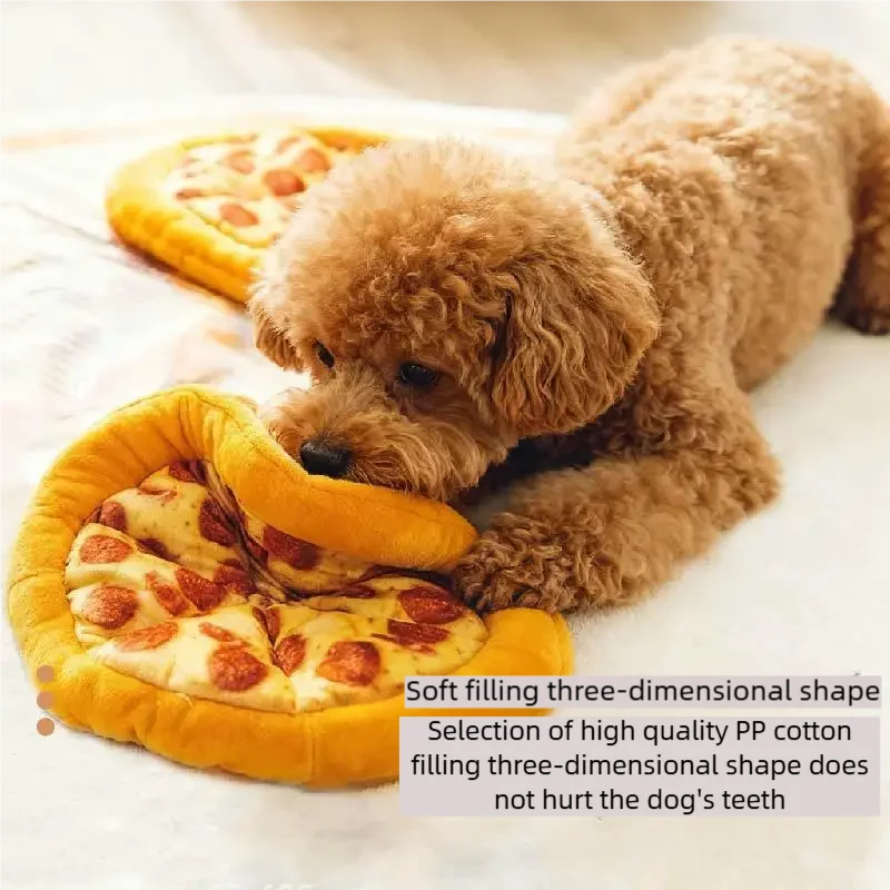 Plush Dog Toy Doughnut Pizza Shape Pet Squeaky Toys for Small Large Dogs Cleaning Teeth Puppy Chew Sound Toy Pet Supplies