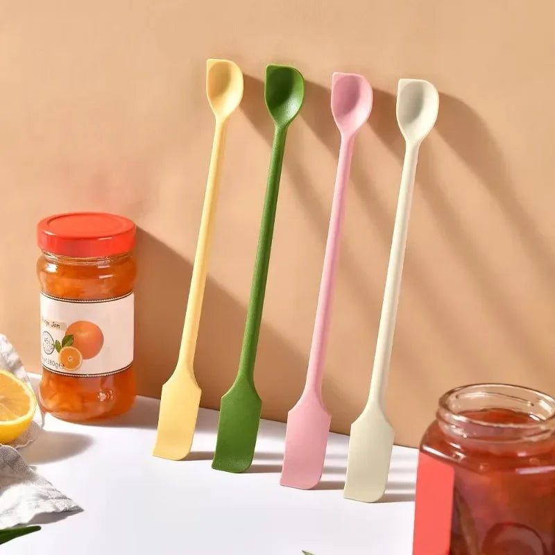 1/4pcs Silicone Double Ended Spatula Jam Cake Spatula Jam Paste Deep Bottle Spatula Baking Supplies
