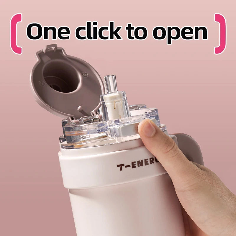 TKK 800ml/1200ml SUS316 Ceramic Coating Vacuum Cup, with Straw and Tea Strainer Vacuum Insulated Large Capacity Water Bottle