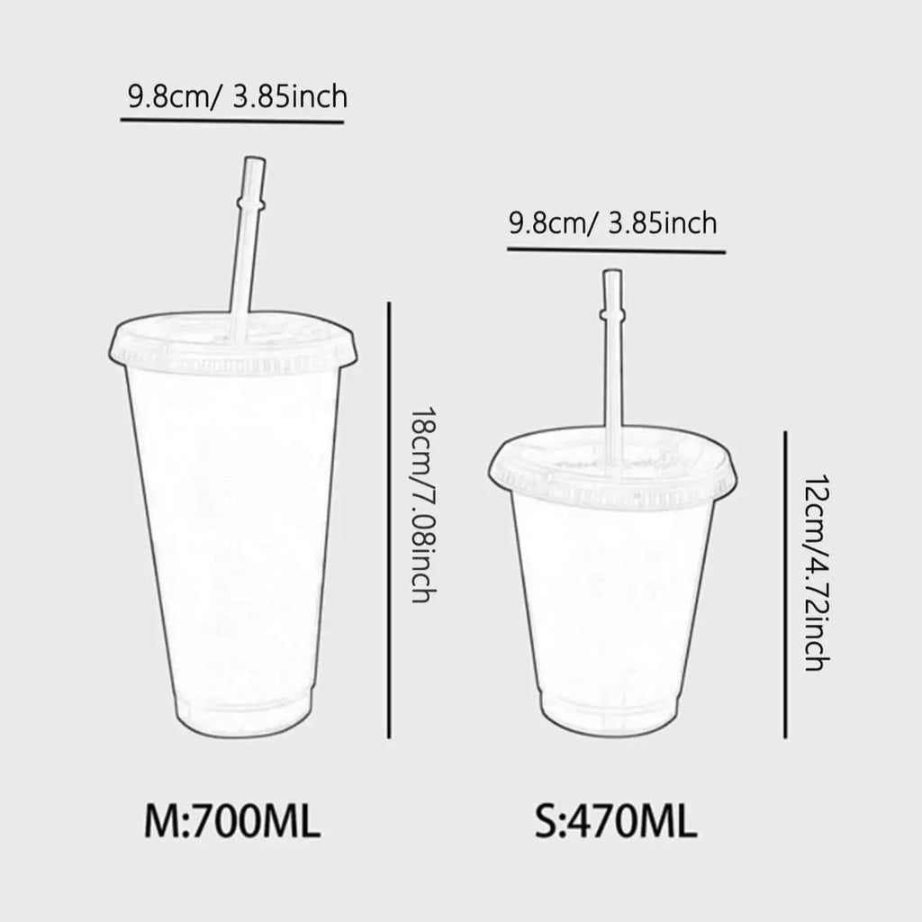 1pc-480ml/700ml Cute Water Bottle Summer Coffee Cup Plastic Straw Cup Large Capacity Handy Cup Portable Reusable Drinking Bottle
