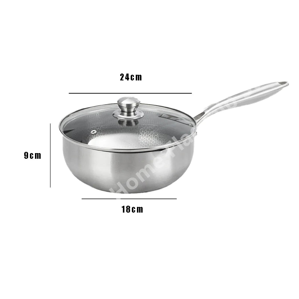 410 Stainless Steel Honeycomb Frying Pan Steak Cooking Non-Stick Pan Flat Bottom Wok Induction Cooker Universal Kitchen Cookware