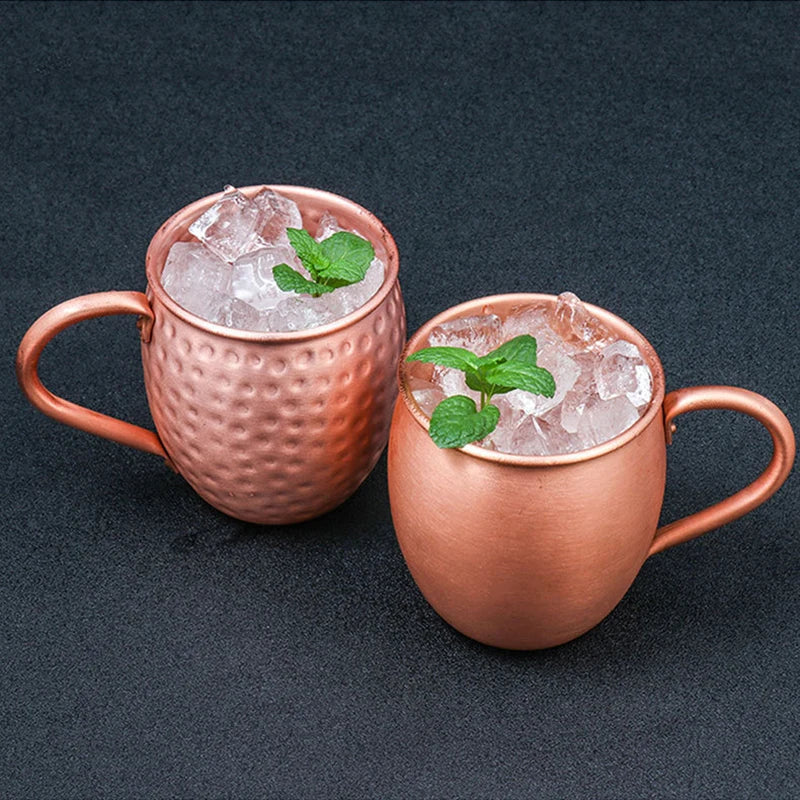【F】530ml 100% Copper Moscow Mule Mug Cocktail Wine Cup Hammered Coppery Beer Mugs Coffee Mug Milk Cup Bar Cup Drinkware Durable