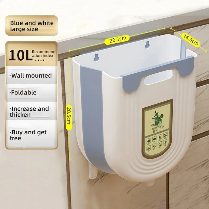 New Kitchen Hanging Folding Trash Can Cabinet High Quality Plastic Creative Hanging Trash Can Space Saving Hanging Waste Bin