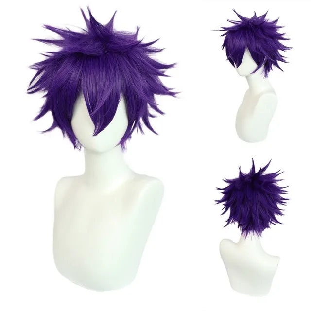 Universal Short Cosplay Synthetic Wig Silver Red Pink Blonde Grass Green Black Straight Men's Wig for Halloween Cosplay Party